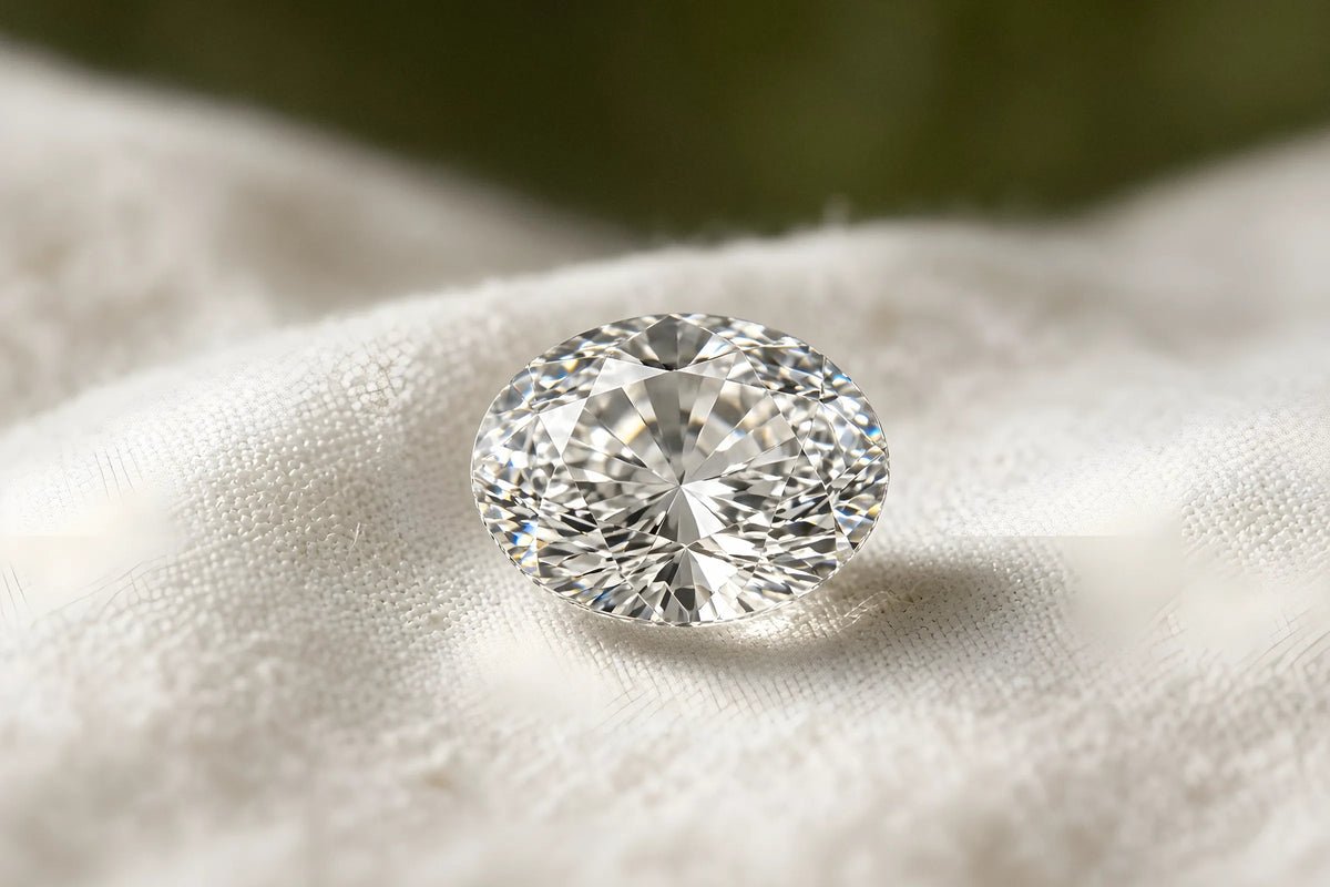 Oval lab-grown diamond macro