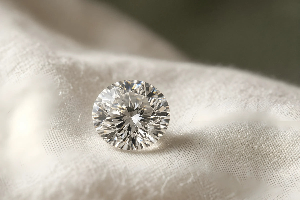 Round brilliant lab-grown diamond macro