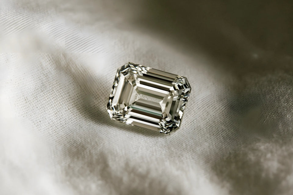 Emerald-cut lab-grown diamond macro
