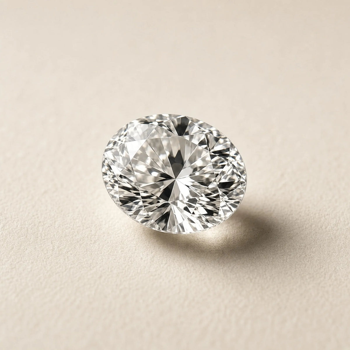 1.10 ct oval lab-grown diamond, D colour, VVS2 clarity, Excellent polish, tilted view showing crown and pavilion