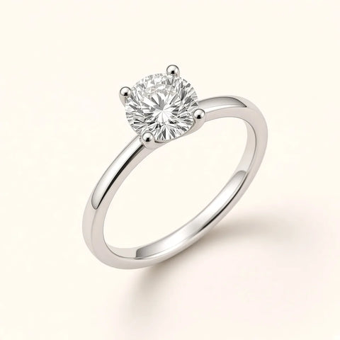 Knife Edge band in 18K white gold with round 1 ct lab-grown diamond – STELLIVON
