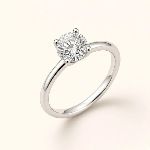 Tapered band in 18K white gold with round 1 ct lab-grown diamond – STELLIVON
