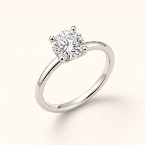 Solitaire engagement ring setting in 18K white gold with round 1 ct lab-grown diamond – STELLIVON