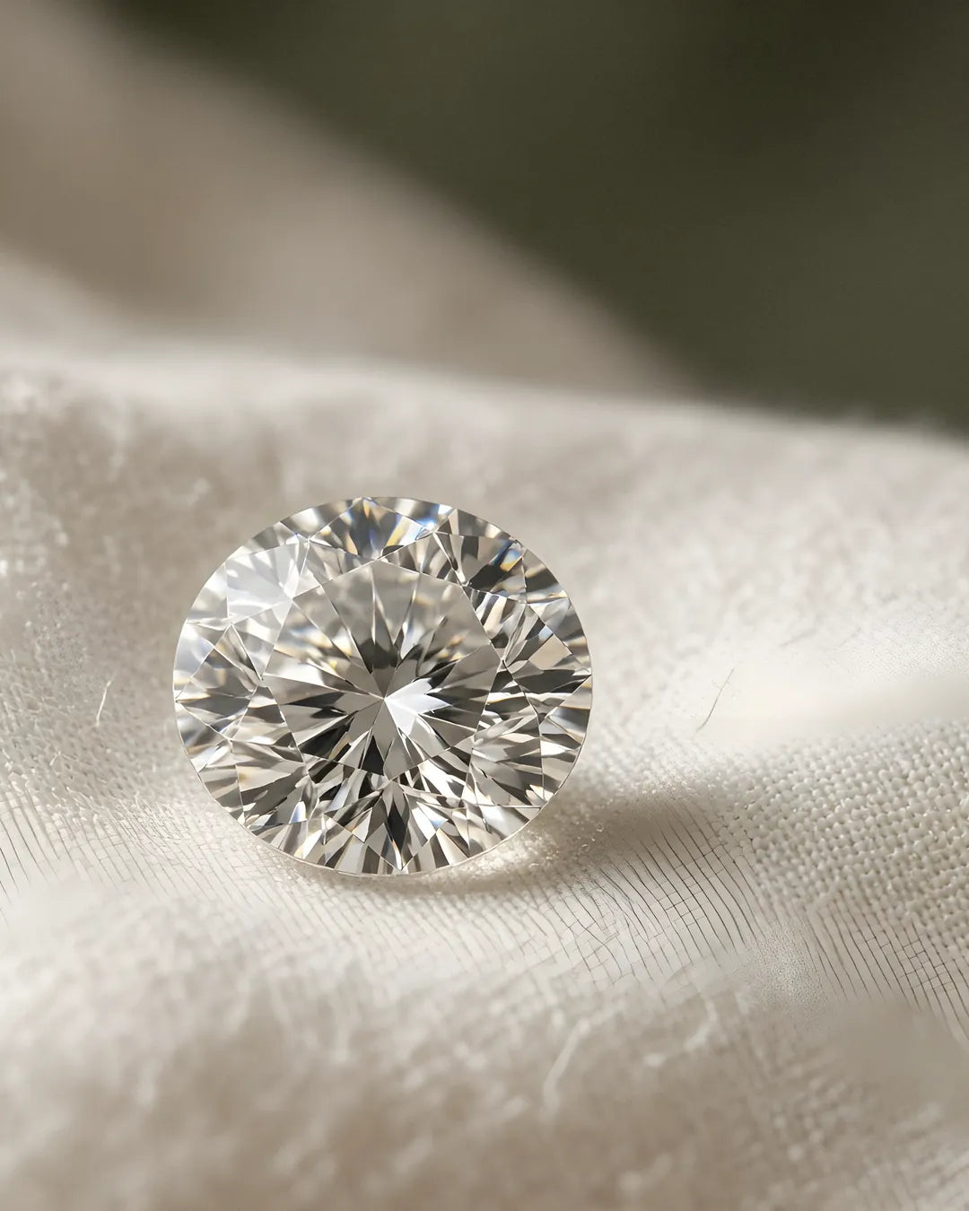 Round brilliant lab-grown diamond macro
