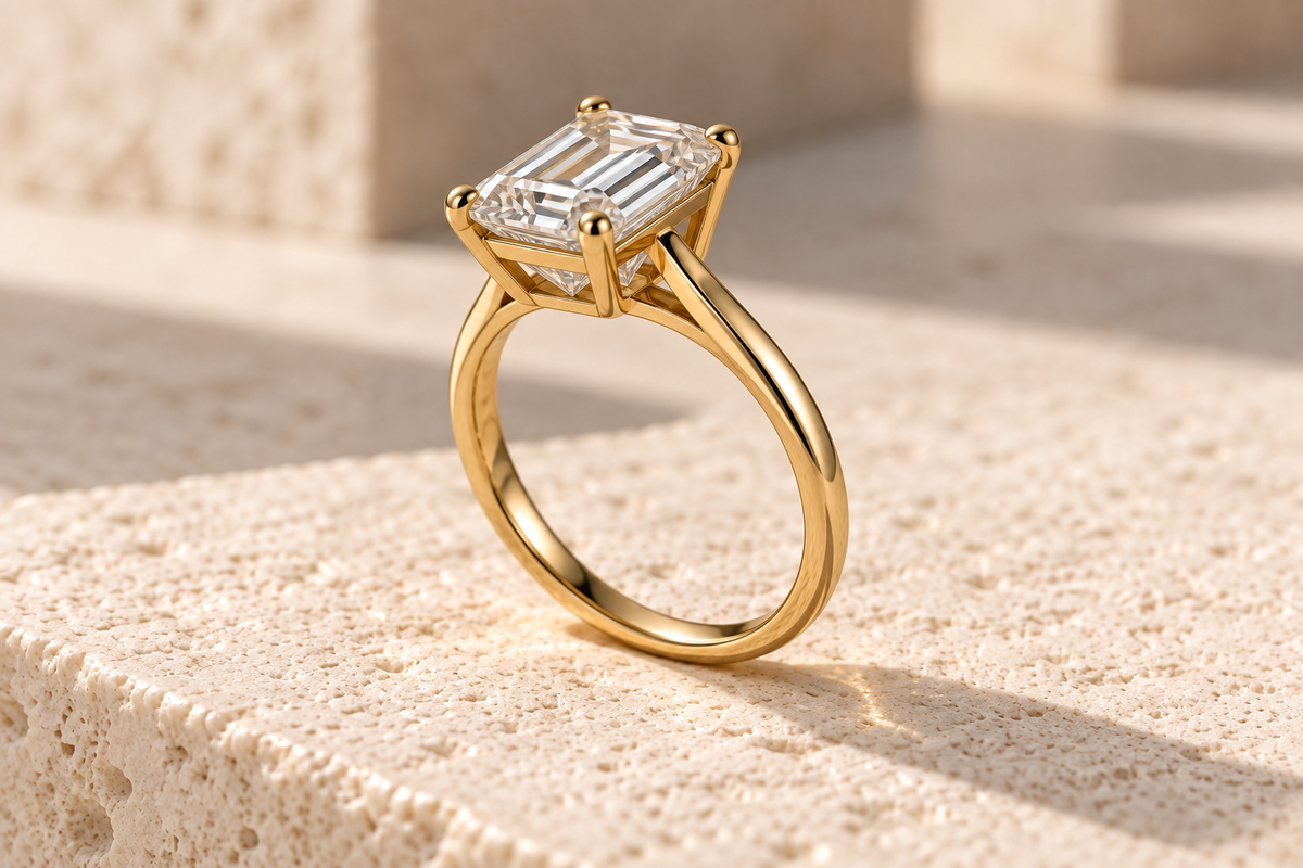 Emerald ring profile design concept; not an approved production drawing